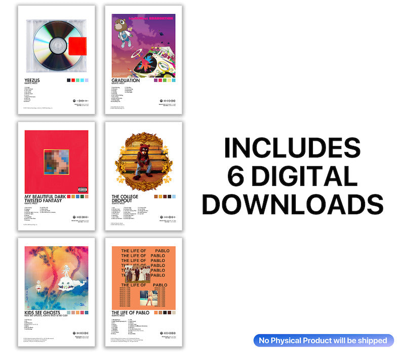 Set of 6 Kanye West Digital Posters